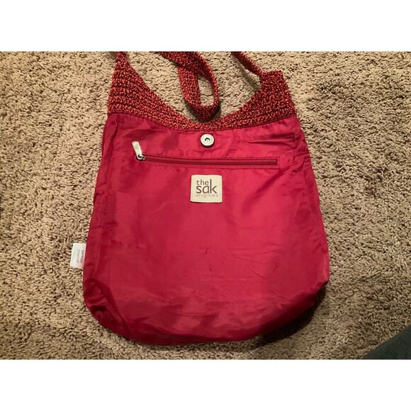 The Sak Crochet Stripe Shoulder Bag Red Blue Boho Hobo‎ Purse - Picture 3 of 8